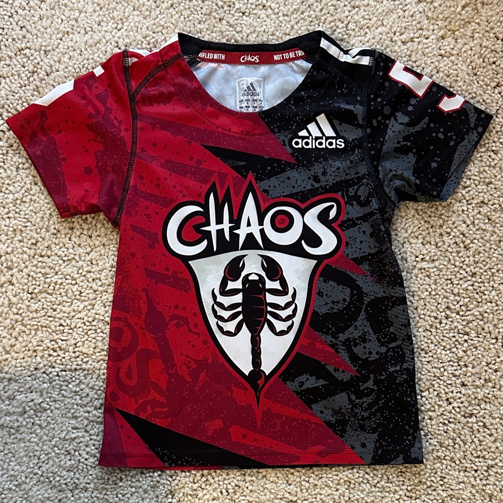 Adidas Kids Chaos Red and Black Jersey